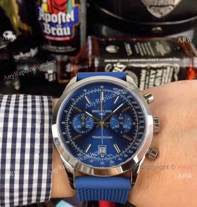 Best Quality Replica Watches Breitling Transocean Blue Dial Chronograph Watches Men
